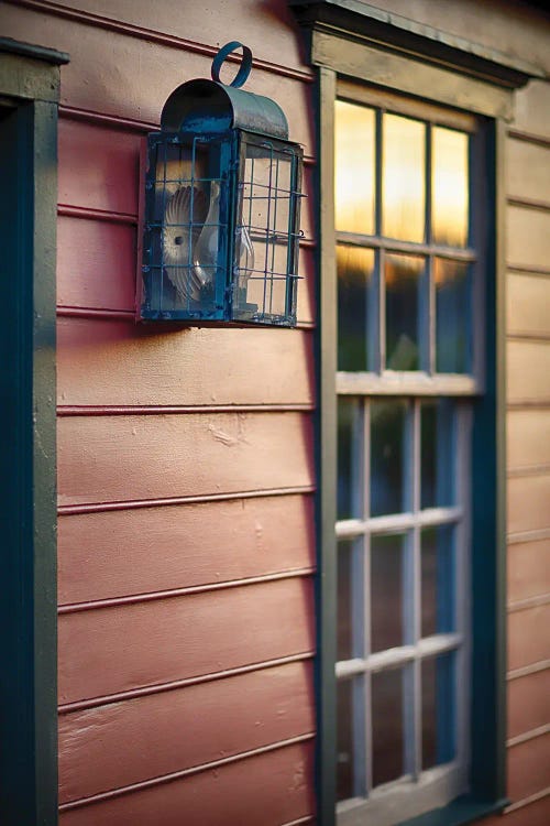 Sunset Reflections On The Window Of An Old Colonial Era House, New Jersey, Usa