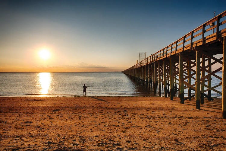 Wooden Pier Perspective At Sunset, Keansburg, New Jersey