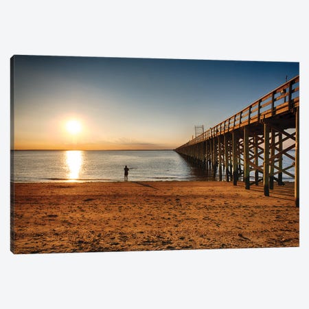 Wooden Pier Perspective At Sunset, Keansburg, New Jersey Canvas Print #GOZ430} by George Oze Canvas Art