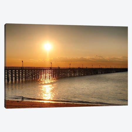Golden Sunlight Over A Wooden Pier, Keansburg, New Jersey Canvas Print #GOZ431} by George Oze Canvas Art