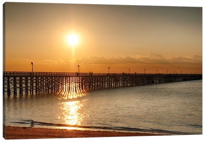 Golden Sunlight Over A Wooden Pier, Keansburg, New Jersey Canvas Art Print - New Jersey Art