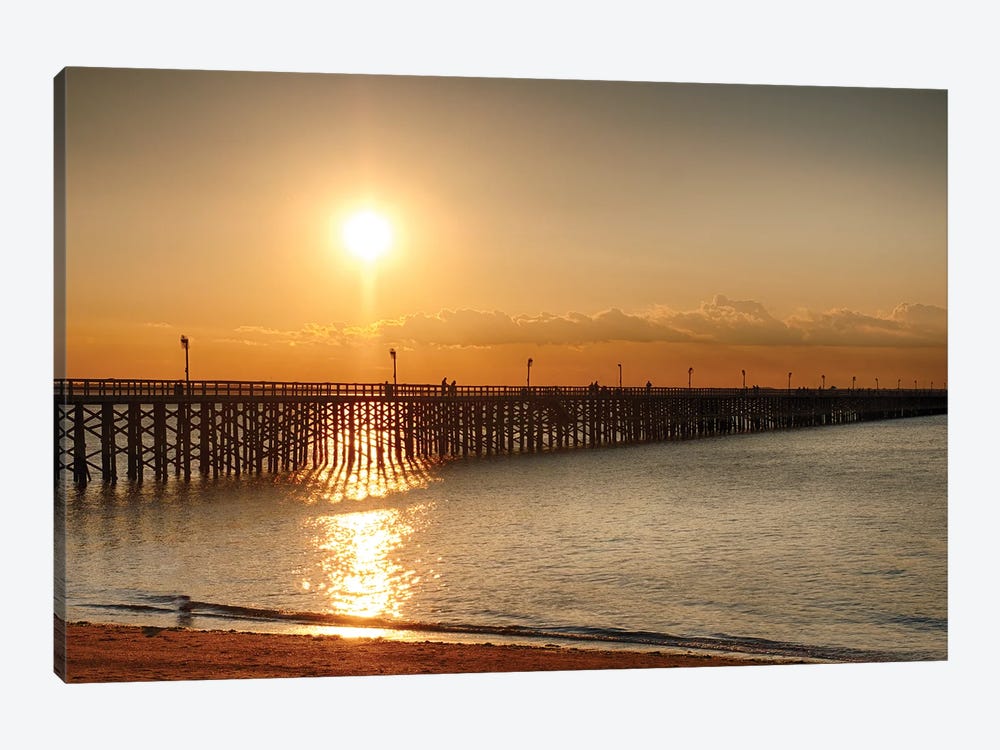 Golden Sunlight Over A Wooden Pier, Keansburg, New Jersey by George Oze 1-piece Canvas Wall Art