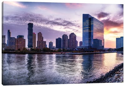 Newport Skyline In Jersey City At Sunset Canvas Art Print - George Oze