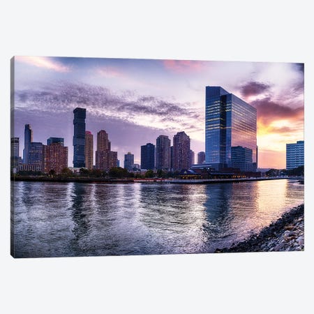 Newport Skyline In Jersey City At Sunset Canvas Print #GOZ432} by George Oze Canvas Art