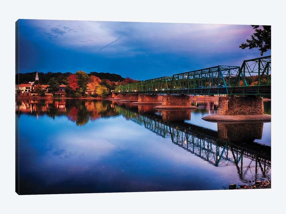 Evening At The New Hope-Lambertville Bridge by George Oze 1-piece Canvas Art Print
