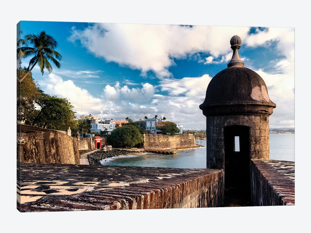 View Of The Walls Of Old San Juan With A Sentry Box In The Foreground, Puerto Rico by George Oze 1-piece Canvas Art
