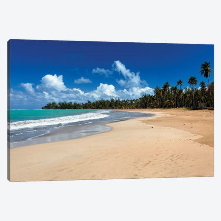 View Of A Tropical Beach, Luquillo, Puerto Rico Canvas Print #GOZ439} by George Oze Canvas Wall Art