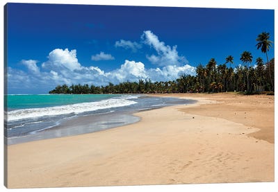 View Of A Tropical Beach, Luquillo, Puerto Rico Canvas Art Print - George Oze