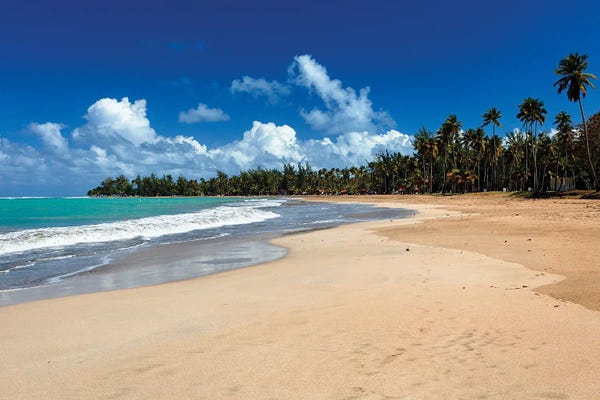 George Oze: View Of A Tropical Beach, Luquillo, Puerto Rico by George Oze