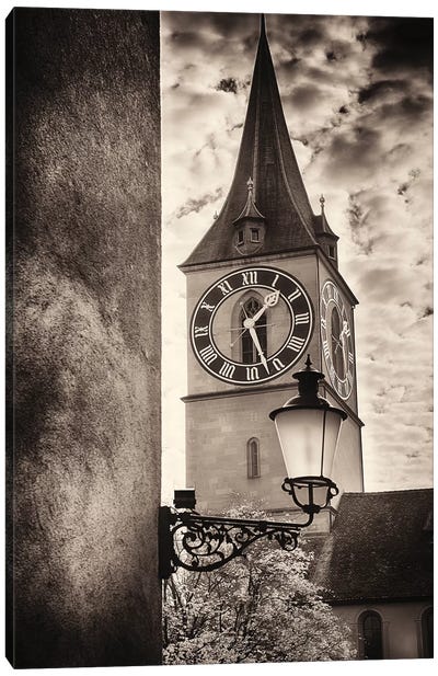 Clocktower View, St Peter's Church, Zurich, Switzerland Canvas Art Print - George Oze