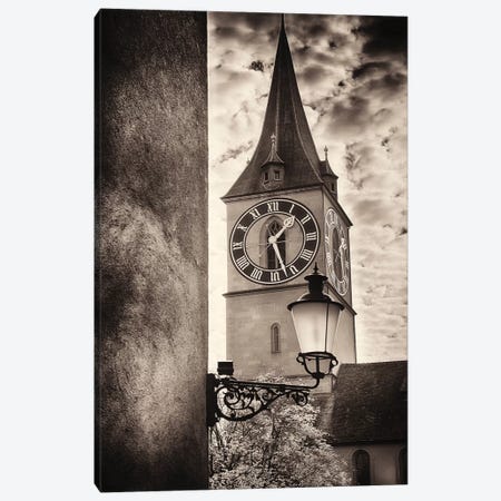 Clocktower View, St Peter's Church, Zurich, Switzerland Canvas Print #GOZ43} by George Oze Canvas Art Print