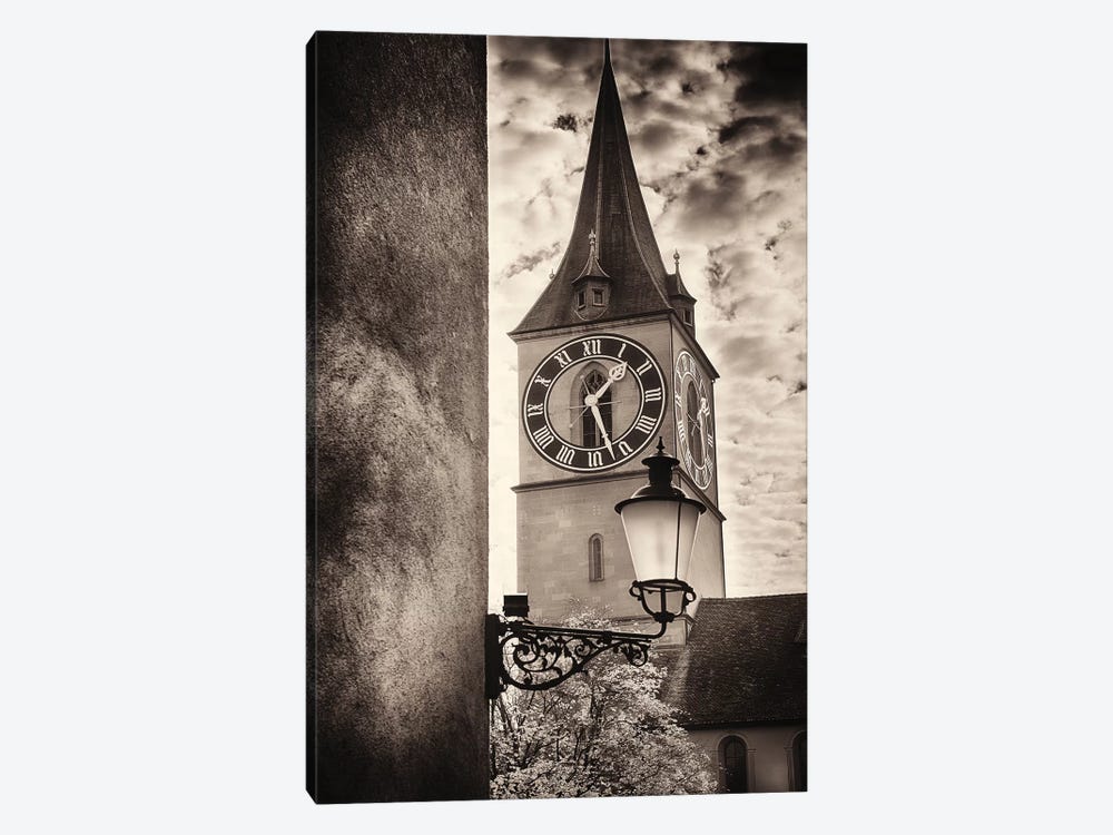Clocktower View, St Peter's Church, Zurich, Switzerland by George Oze 1-piece Canvas Art