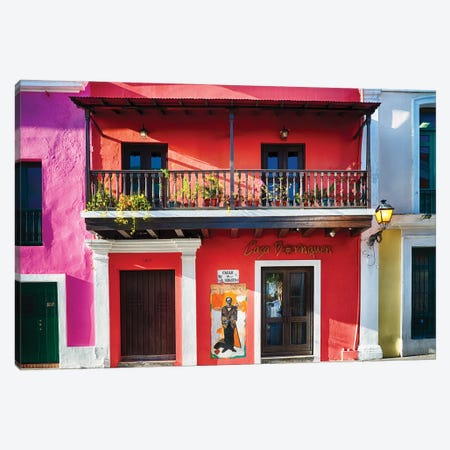 Colorful Historic Spanish Colonial Style House In Old San Juan Canvas Print #GOZ440} by George Oze Canvas Print