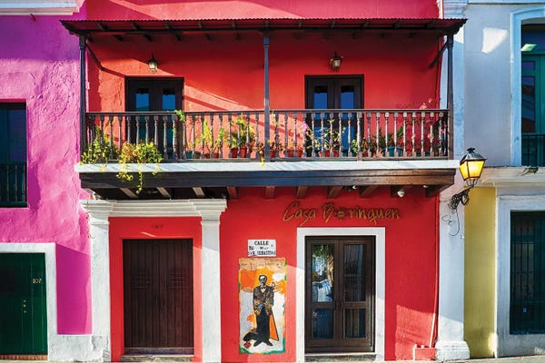 Puerto Rico: Colorful Historic Spanish Colonial Style House In Old San Juan by George Oze