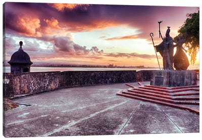 Sunset At The Plaza Of The Religious Procession, San Juan, Puerto Rico Canvas Art Print - San Juan