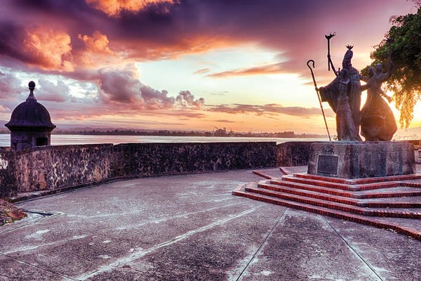 George Oze: Sunset At The Plaza Of The Religious Procession, San Juan, Puerto Rico by George Oze