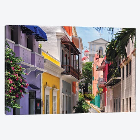 Colorful Streets Of Old San Juan, Puerto Rico Canvas Print #GOZ447} by George Oze Canvas Artwork