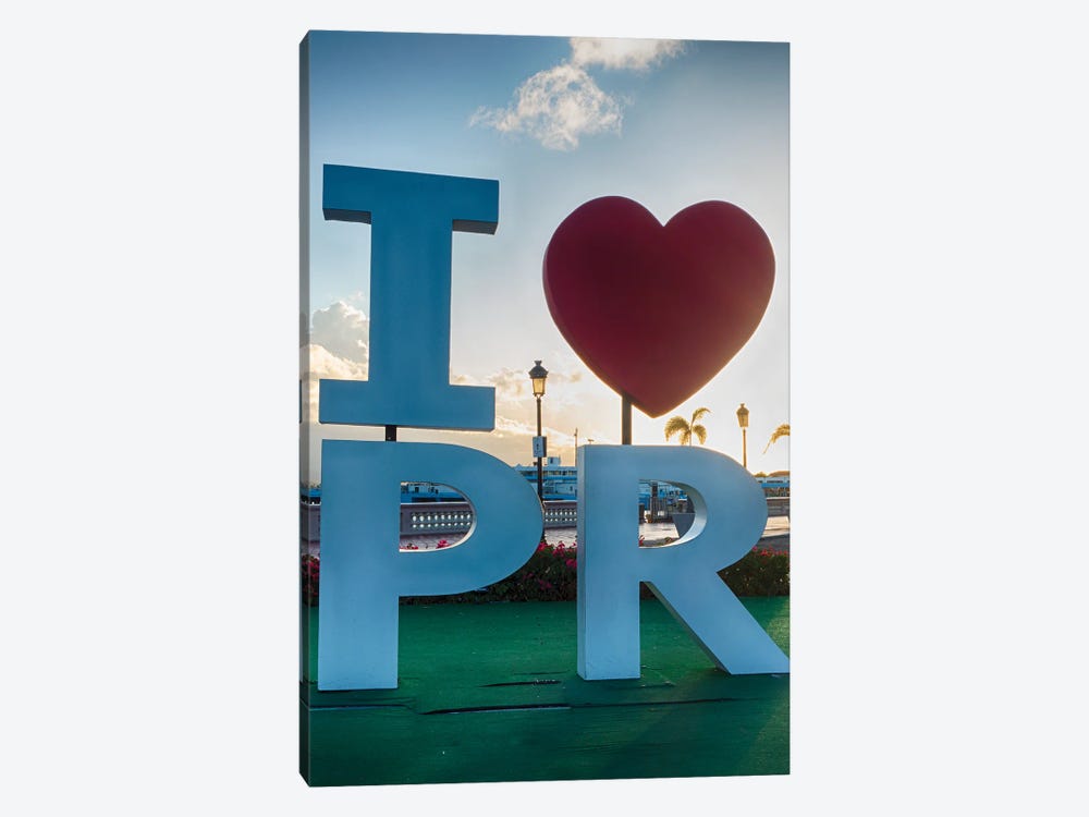 I Love Puerto Rico Sign In San Juan Harbor by George Oze 1-piece Canvas Print