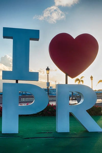 Puerto Rico: I Love Puerto Rico Sign In San Juan Harbor by George Oze