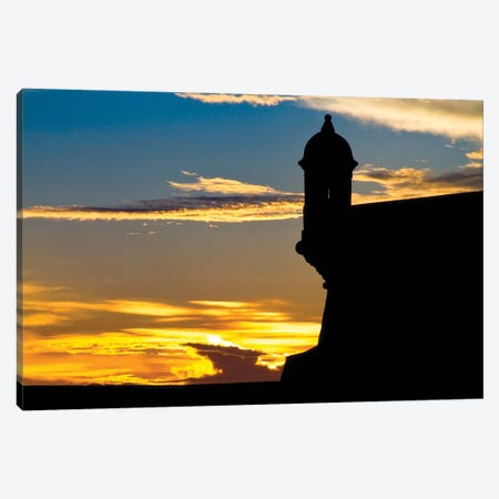 Silhouette Of The Walls Of El Morro Fort At Sunset, Old San Juan, Puerto Rico Canvas Print #GOZ451} by George Oze Canvas Art