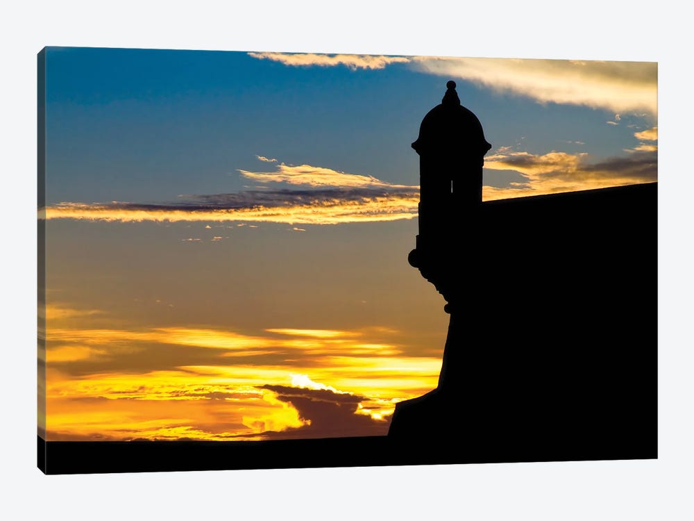 Silhouette Of The Walls Of El Morro Fort At Sunset, Old San Juan, Puerto Rico by George Oze 1-piece Canvas Wall Art
