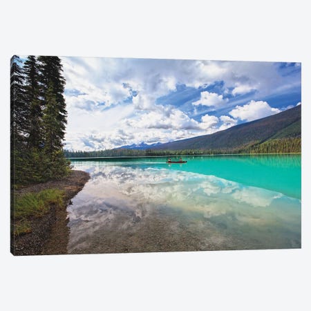 Clouds Reflected In A Tranquil Lake, Emerald Lake, Yoho National Park, British Columbia, Canada Canvas Print #GOZ460} by George Oze Canvas Print