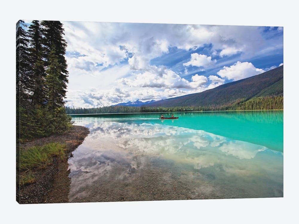 Clouds Reflected In A Tranquil Lake, Emerald Lake, Yoho National Park, British Columbia, Canada by George Oze 1-piece Canvas Wall Art