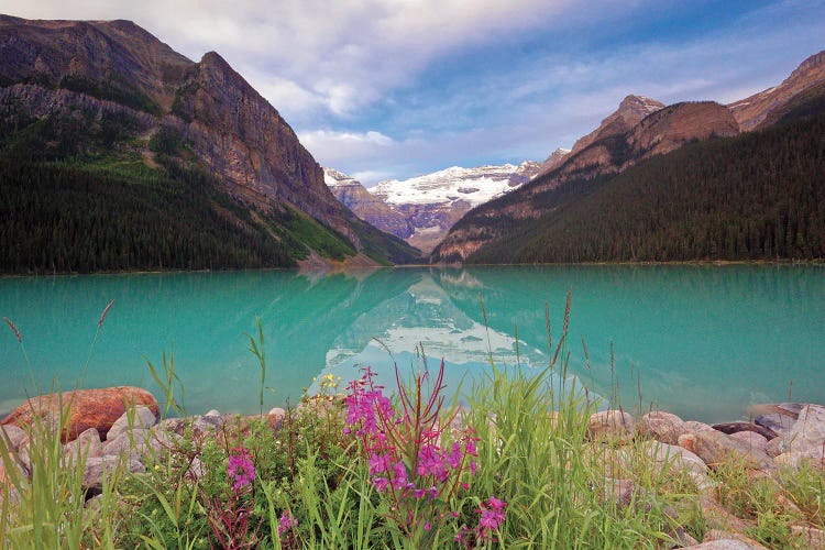 Summertime Scenic View At Lake Louise, A - Canvas Artwork | George Oze