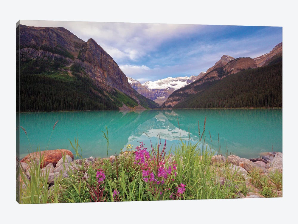 Summertime Scenic View At Lake Louise, Alberta, Canada by George Oze 1-piece Art Print
