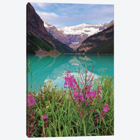 Pink Firewood At Lake Louise, Alberta, Canada Canvas Print #GOZ462} by George Oze Canvas Print