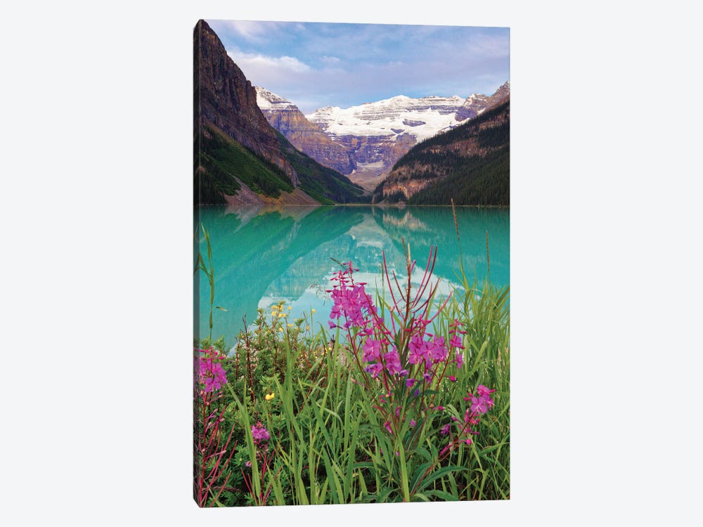 Pink Firewood At Lake Louise, Alberta, Canada by George Oze 1-piece Canvas Art
