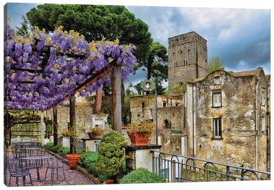 Blooming Wisteria, Villa Rufulo,Ravello, Salerno County, Italy Canvas Art Print - George Oze
