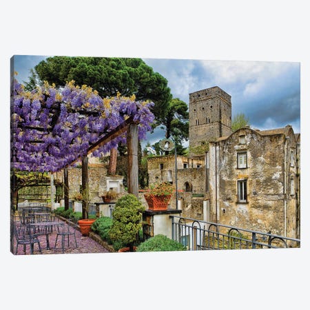 Blooming Wisteria, Villa Rufulo,Ravello, Salerno County, Italy Canvas Print #GOZ470} by George Oze Canvas Artwork