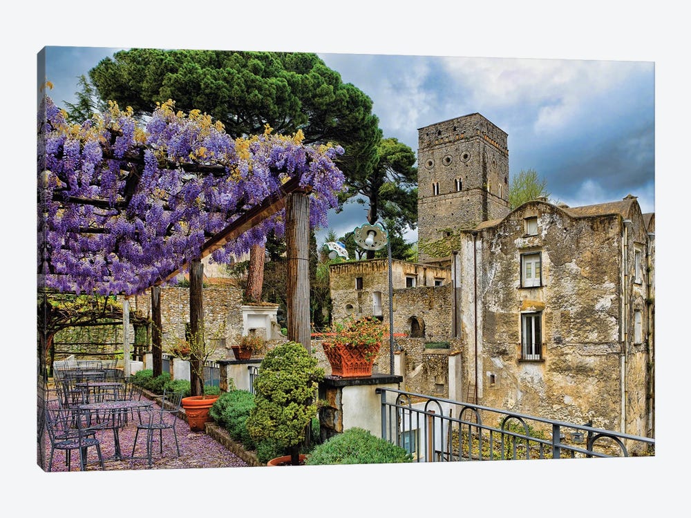 Blooming Wisteria, Villa Rufulo,Ravello, Salerno County, Italy by George Oze 1-piece Art Print