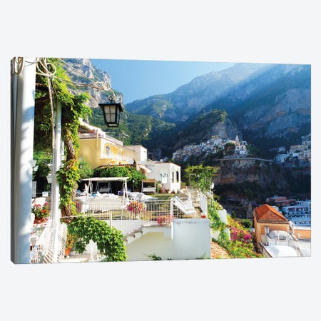 Morning View Of A Hillside Town, Positano, Amalfi Coast, Camapania, Italy Canvas Print #GOZ475} by George Oze Art Print