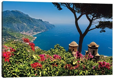 Scenic Vista Of The Amalfi Coast At Ravello, Campania, Italy Canvas Art Print - Amalfi Coast Art