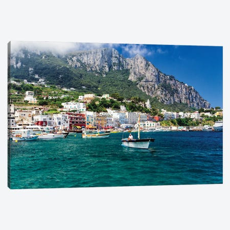 Marina Grande Viewed From The Sea, Capri, Campania, Italy Canvas Print #GOZ480} by George Oze Art Print