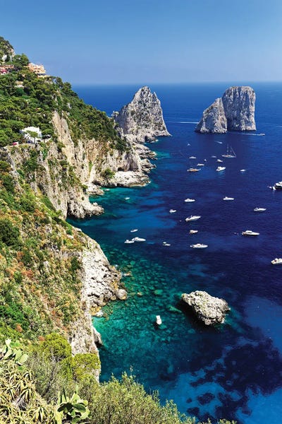 Harbors: Capri Coastline With The Rocks Of Faraglioni, Campania, Italy by George Oze