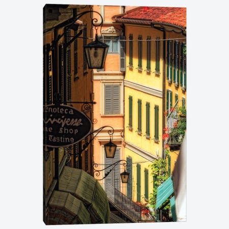 Street With Colorful Buildings, Bellagio, Lake Como, Lombardy, Italy Canvas Print #GOZ486} by George Oze Canvas Wall Art