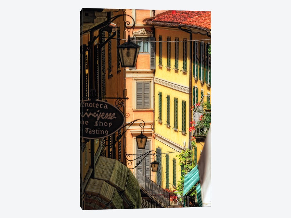 Street With Colorful Buildings, Bellagio, Lake Como, Lombardy, Italy by George Oze 1-piece Canvas Wall Art