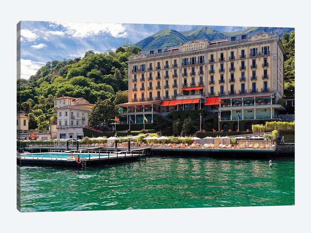 View Of The Grand Hotel Tremezzo From Lake Como, Lombardy, Italy by George Oze 1-piece Canvas Artwork