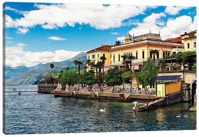 Lakeshore View With A Hotel, Grand Hotel Villa Serbelloni, Bellagio, Lake Como, Italy Canvas Art Print - George Oze
