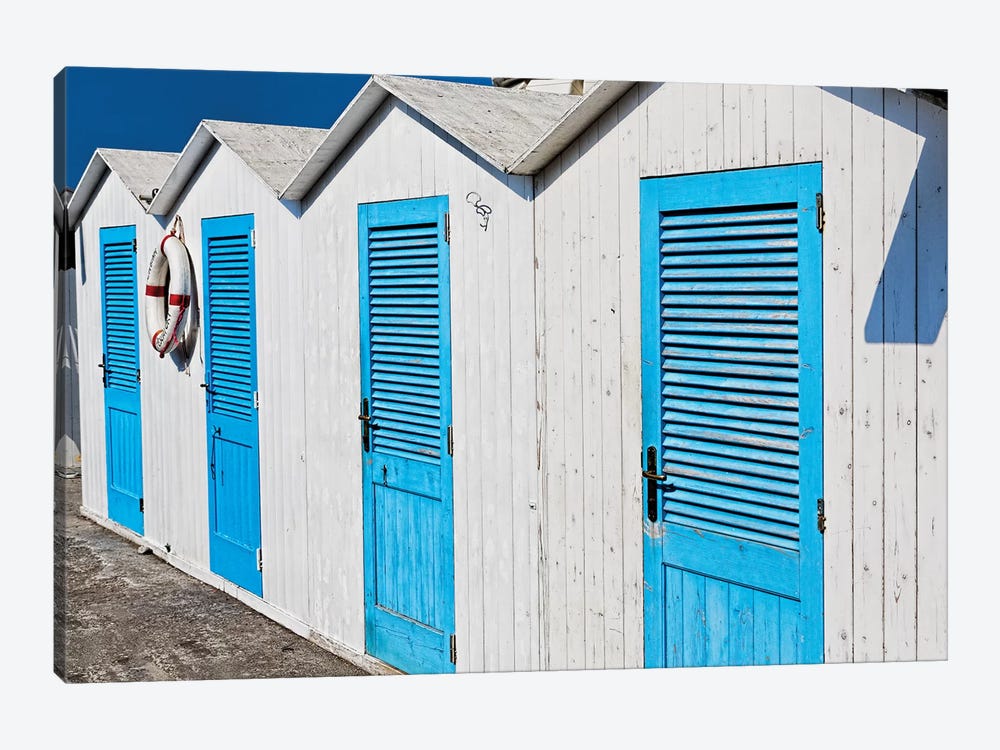Close Up View of Beach Cabins, Positano, Campania, Italy by George Oze 1-piece Canvas Print