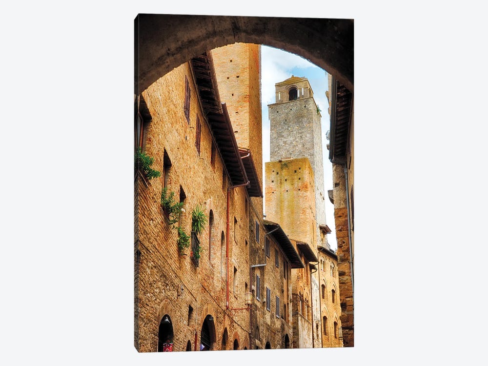 Tower In San Gimignano, Tuscany, Italy by George Oze 1-piece Art Print