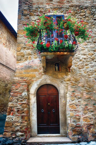 Medieval House Entrance, Pienza, Tuscany, Italy by George Oze art print