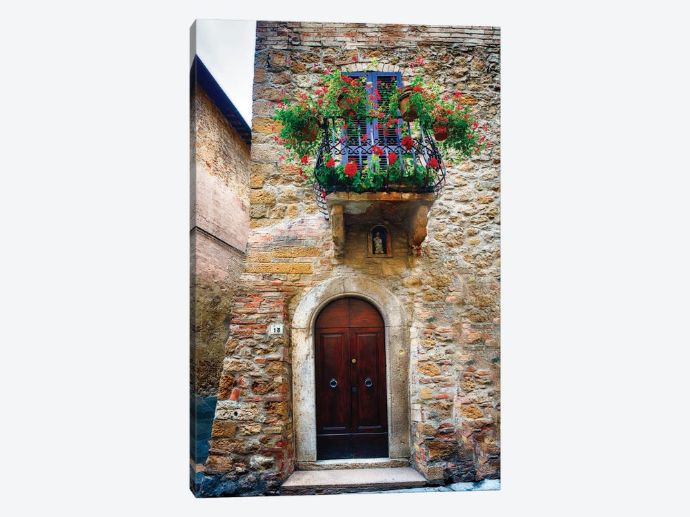 Medieval House Entrance, Pienza, Tuscany, Italy by George Oze 1-piece Canvas Artwork