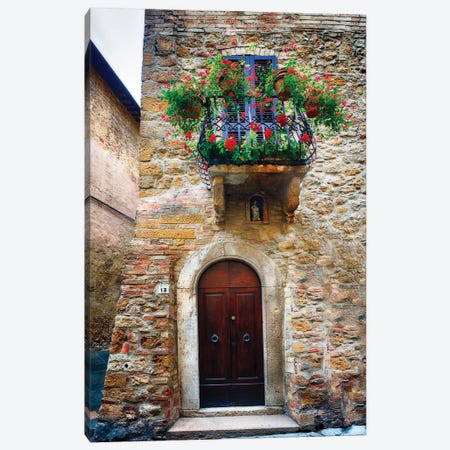 Medieval House Entrance, Pienza, Tuscany, Italy Canvas Print #GOZ495} by George Oze Art Print