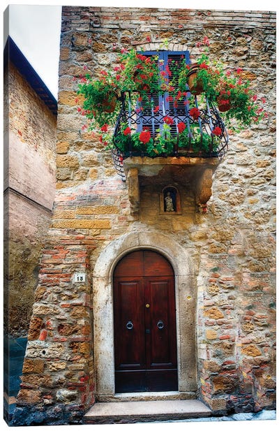 Medieval House Entrance, Pienza, Tuscany, Italy Canvas Art Print - George Oze