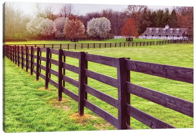 Hunterdon Country Spring Scene With A Stable, Tewksbury, New Jersey Canvas Art Print - George Oze