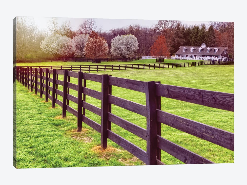 Hunterdon Country Spring Scene With A Stable, Tewksbury, New Jersey by George Oze 1-piece Canvas Art Print